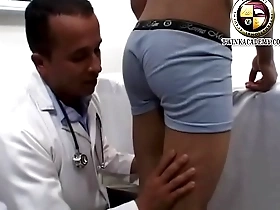 Latino boy jesus gives a urine sample and has his teenage cock measured by the doctor during his physical exam